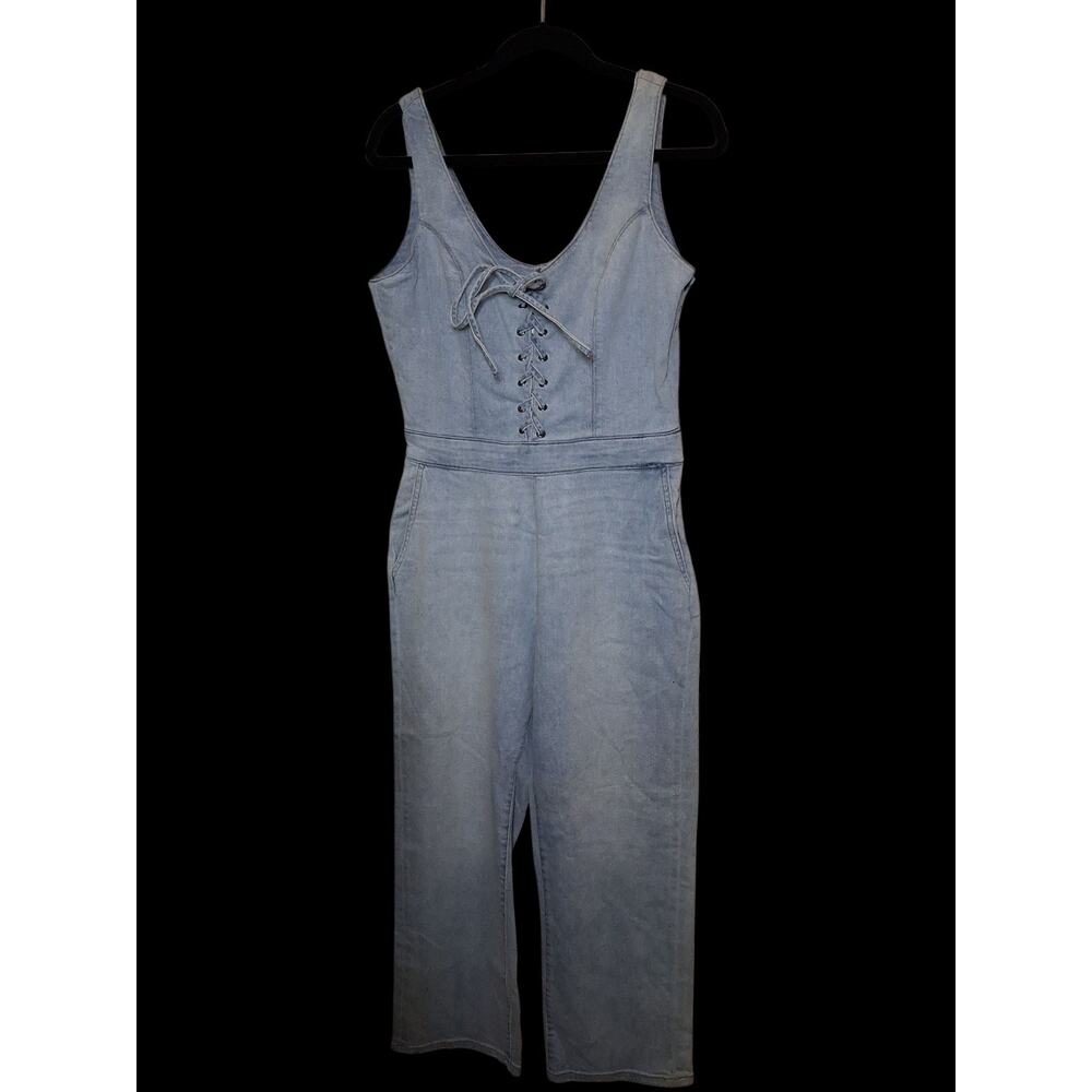 DL1961 Harriet Denim Jumpsuit Lace Tie Front in Dallas $229 Medium NWT *read